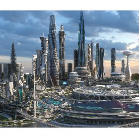 3D Central business district. Future city. Part 1